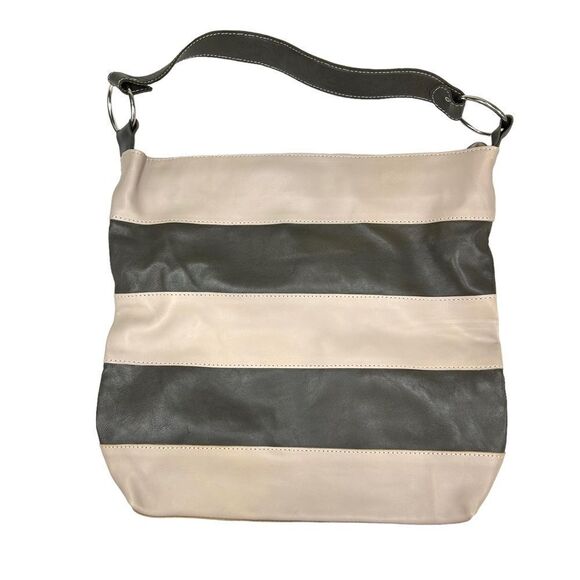 Lidu Striped Leather Tote Shoulder Bag Brown Tan Purse | Made in Ethiopia - Picture 1 of 11